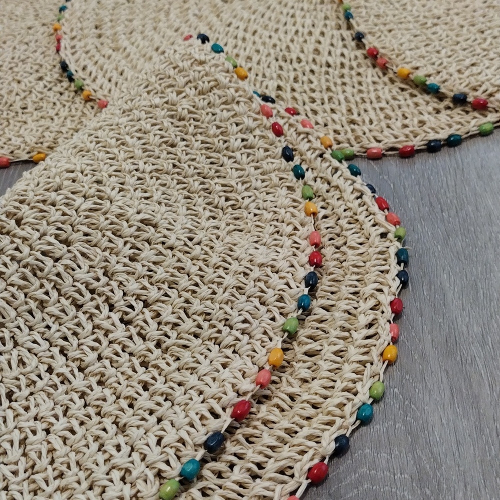 Handmade Woven Placemats with Colorful Trim - Picture 8 of 9